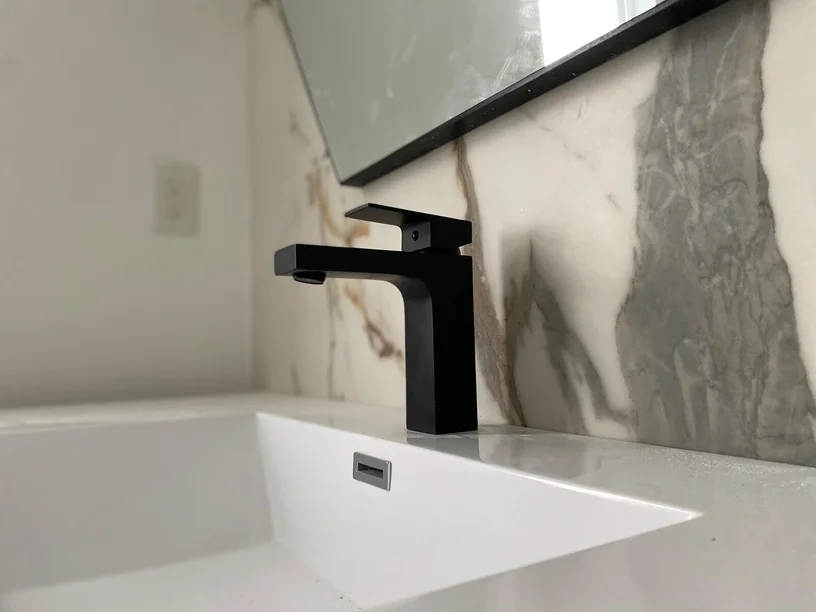 Modern black faucet installation Miami